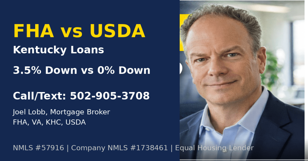 FHA vs USDA loan comparison in Kentucky Kentucky home buyer comparing FHA and USDA mortgage Zero down USDA vs FHA 3.5 down mortgage Kentucky